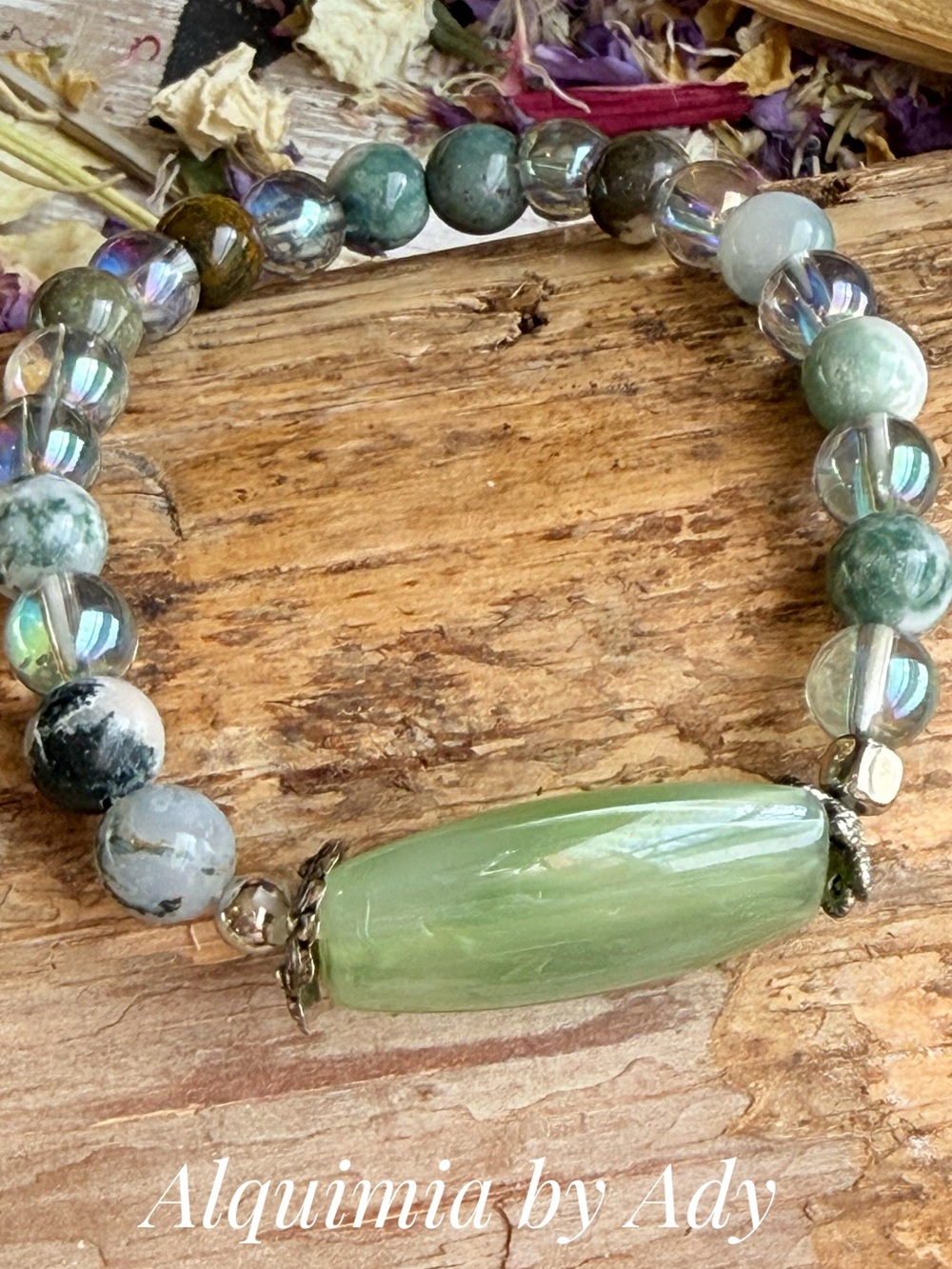Moss agate beaded bracelet prosperity for Gemini ♊️